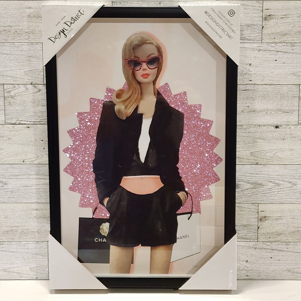 Design District Vintage Barbie Carrying Chanel Bags Framed Wall Art Print 15x10